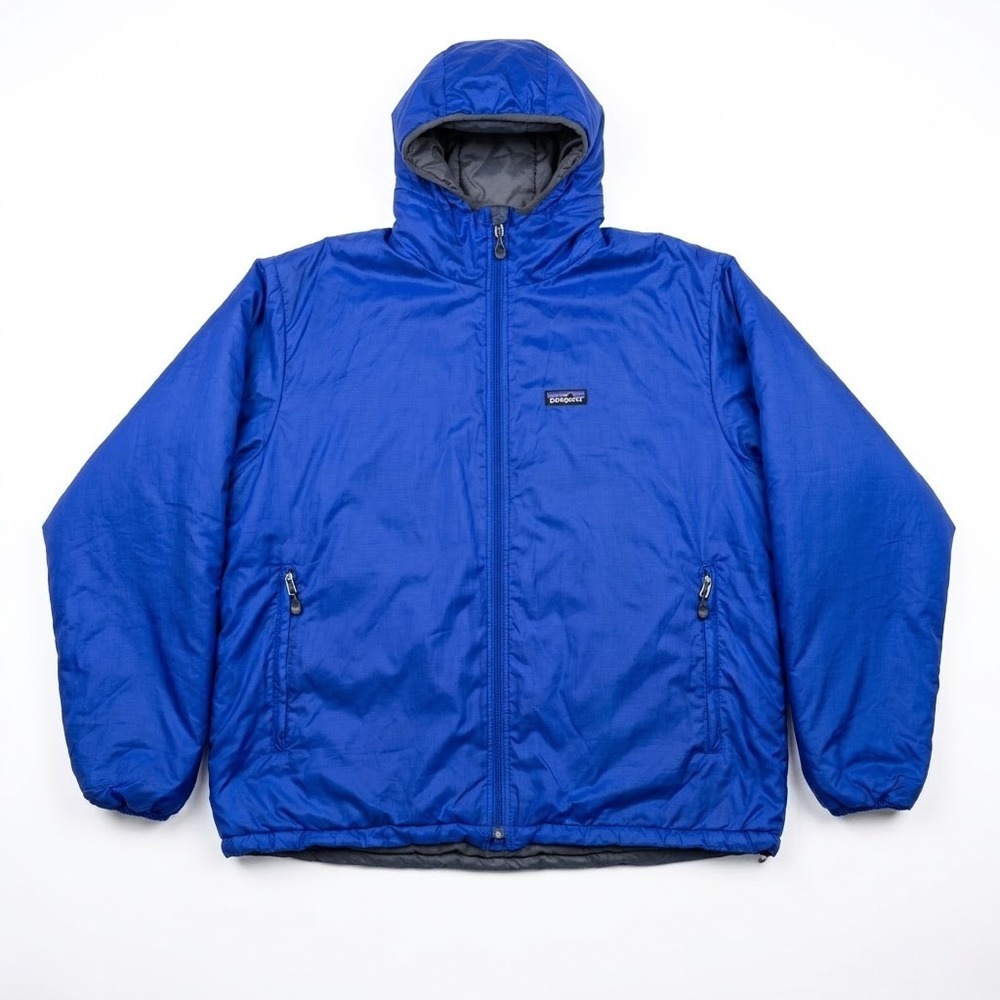 Patagonia DAS Parka Jacket Mens Large Blue Full Zip Hooded Insulated 83970